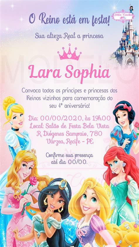 Modelos de convites das Princesas da Disney